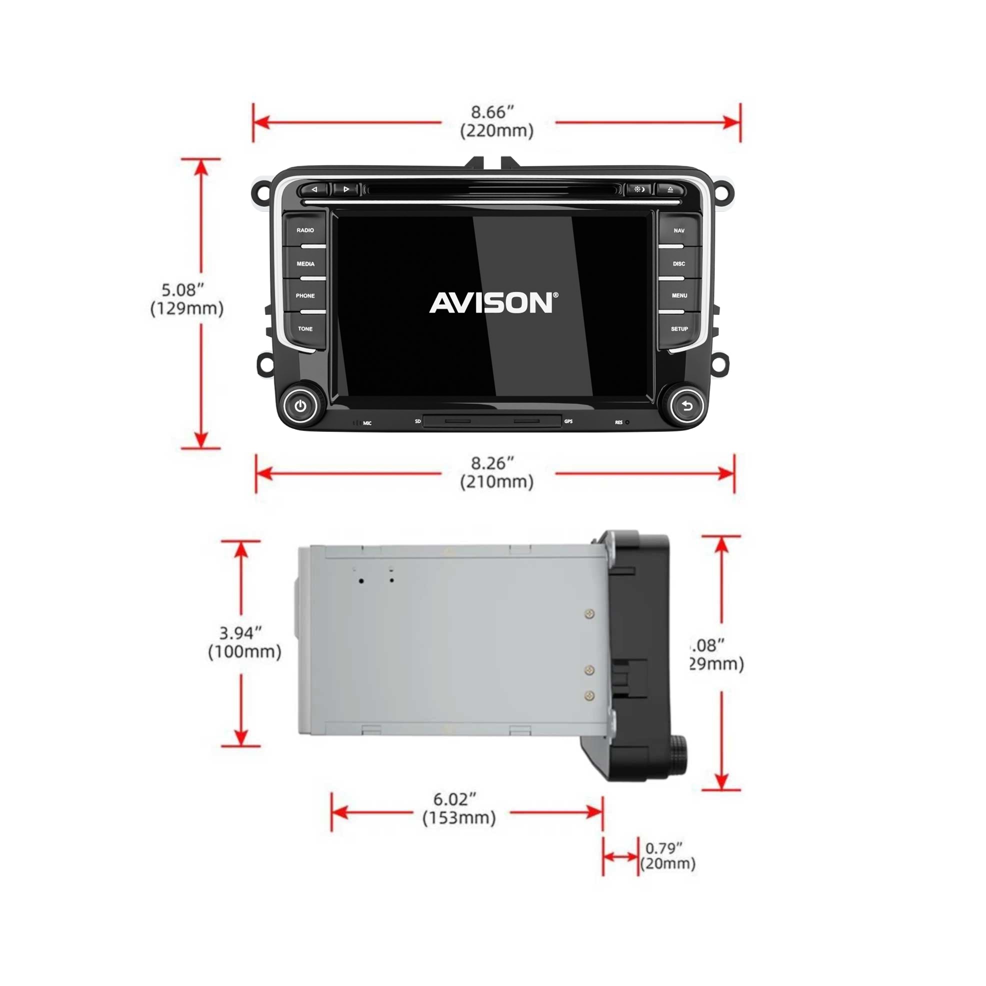 Navigation for VW Seat & Skoda 7" | Carplay Wireless | Android Auto | DAB+ | 64 GB
