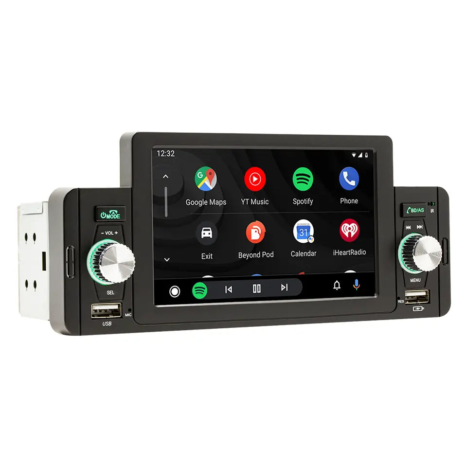 Universal 1 DIN 5 Inch Car Stereo and Navigation with Apple CarPlay & Android Auto