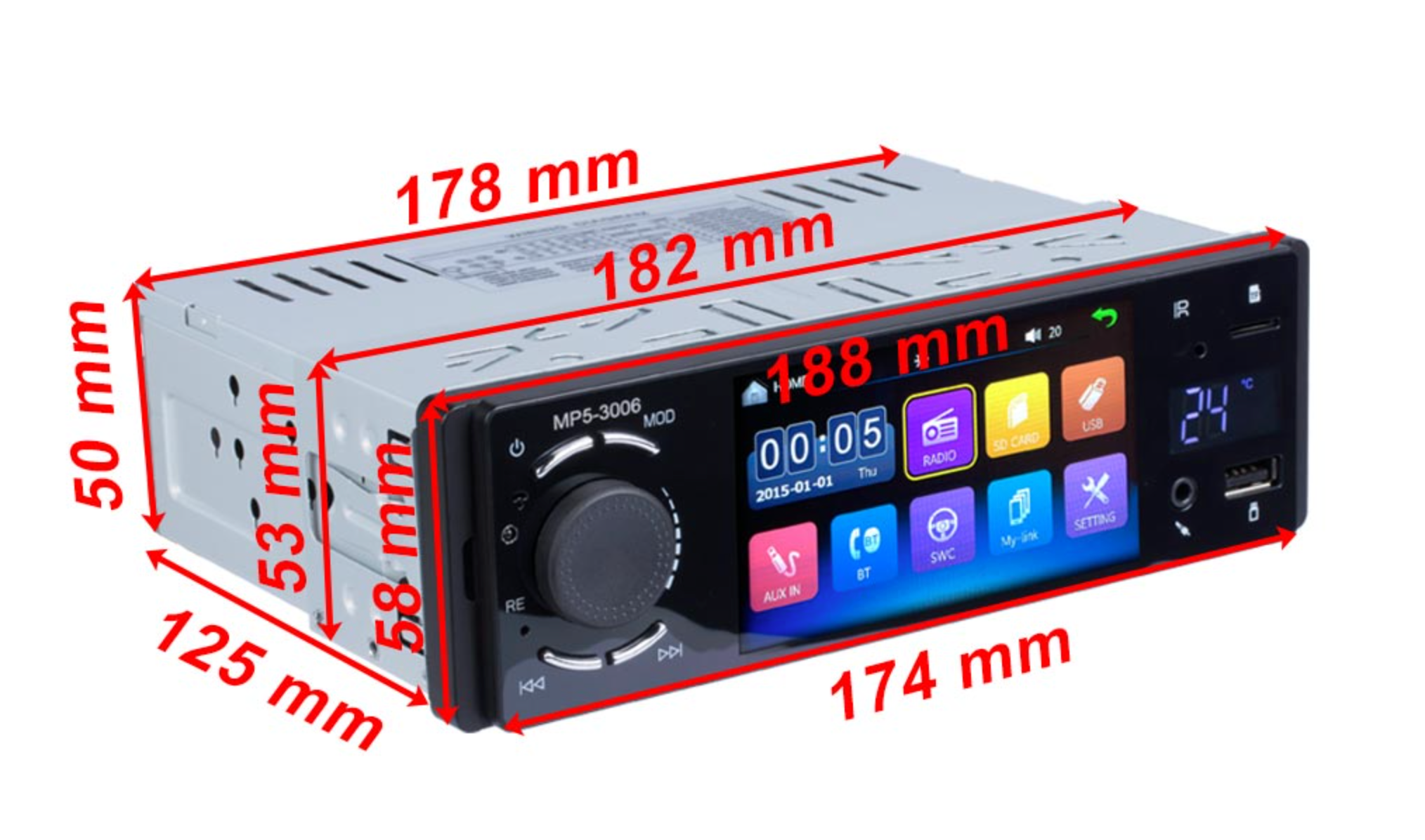 Universal 1 DIN Car Stereo 4 Inch Screen | Bluetooth | FM | AUX | Camera Input