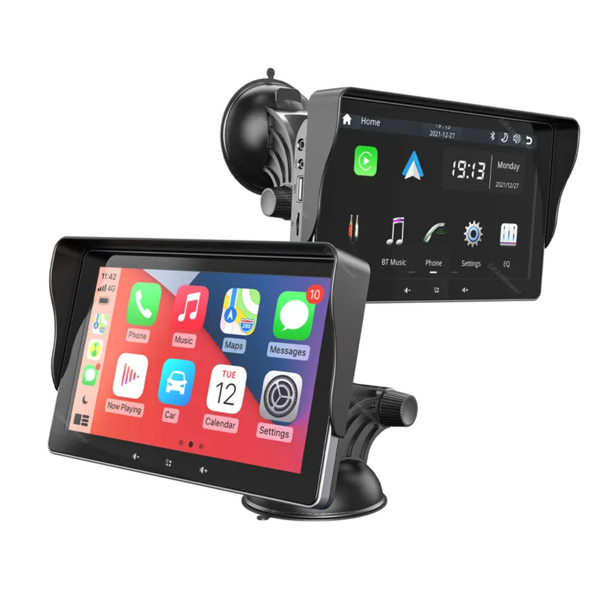 Portable 7 Inch Navigation System with Apple CarPlay & Android Auto | Bluetooth | FM Transmitter